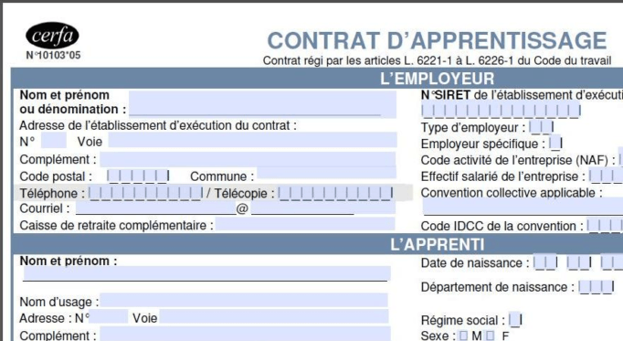 Un Nouveau Modele De Contrat D Apprentissage Depuis Le 1er Juillet 2012